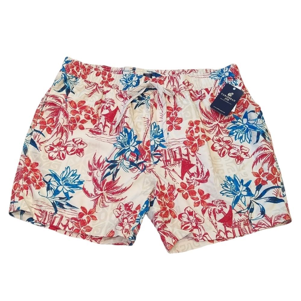 NWT Caribbean Joe Hawaiian Tropical Swim Trunks XXL 2XL